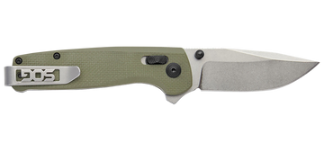 S.O.G Terminus XR 2.95" Folding Plain Clip Point D2 Steel Stonewashed Blade OD Green G10 Handle