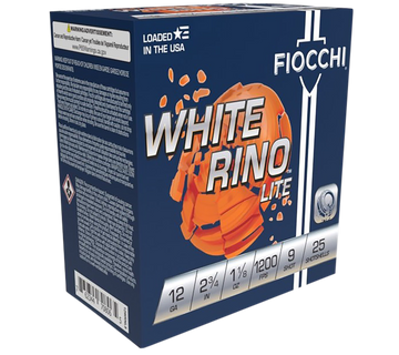 Fiocchi Exacta Target White Rino Lite 12 Gauge 2.75 1 1/8oz #9 Shot 25 Rds - Box or Case