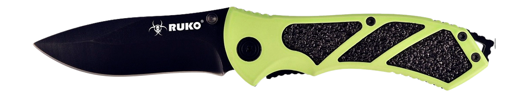 Ruko 61 Series RUK0061HG 3.25" 440A Folding Clip Point Plain Knife - HiViz Green Handle