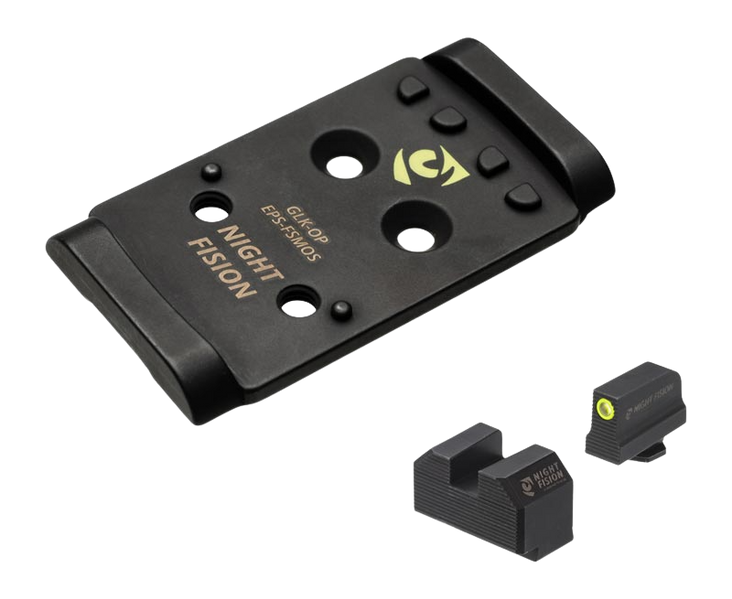 Night Fision GLK-OPBS-EPS-MOS-YGZX Optic Plate + Night Sight Combo - Fits Glock Full Size MOS / Holosun EPS