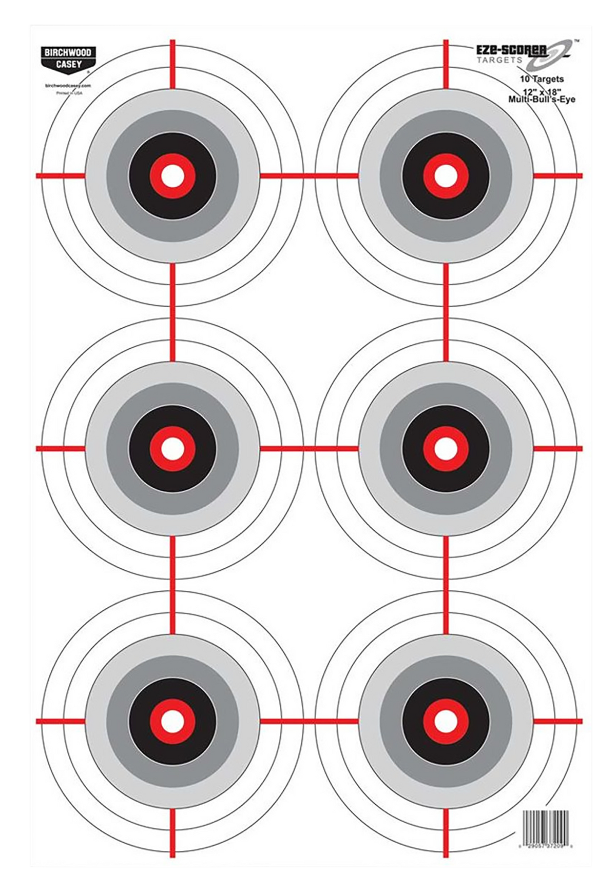 Birchwood Casey EZE-Scorer 12" x 18" Multiple Bullseye Paper Target - 100 Pack