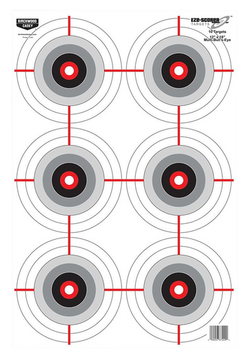 Birchwood Casey EZE-Scorer 12" x 18" Multiple Bullseye Paper Target - 100 Pack