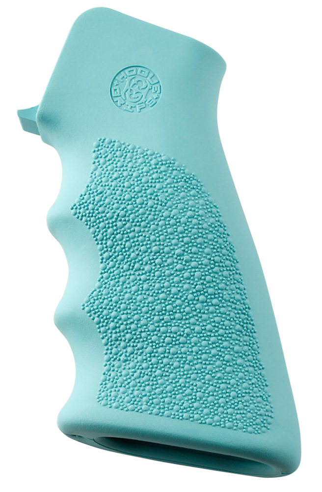 Hogue 15015 OverMolded Rubber Pistol Grip Cobblestone Aqua Blue with Finger Grooves for AR-15/M16