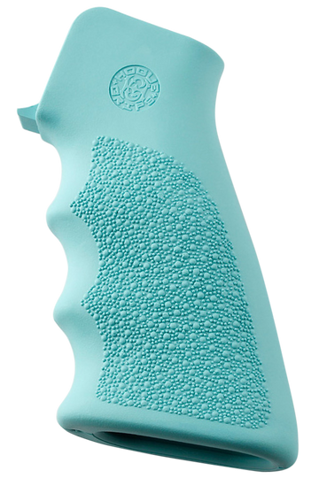 Hogue 15015 OverMolded Rubber Pistol Grip Cobblestone Aqua Blue with Finger Grooves for AR-15/M16