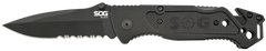 S.O.G Escape FF25-CP 3.40" Folding Clip Point Part Serrated 9Cr18MoV Black Aluminum Handle