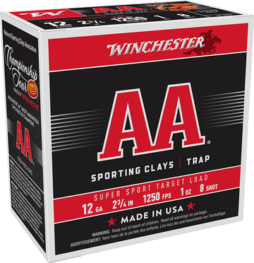 Winchester Ammo AA Sporting Clay 12 Gauge 2.75" 1 oz 8 Shot 25 Rd - Box or Case