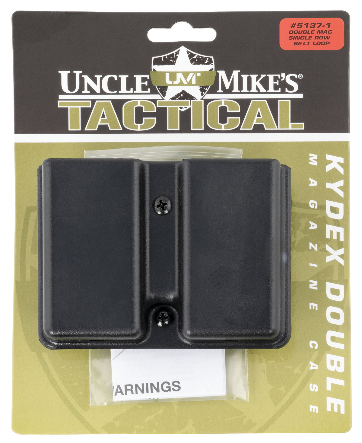 Uncle Mikes 51371 Kydex Double Mag Case Black Belt Clip Fits 1.75" Belts, Single Stack