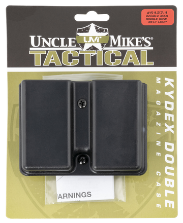 Uncle Mikes 51371 Kydex Double Mag Case Black Belt Clip Fits 1.75" Belts, Single Stack