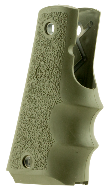 Hogue OverMolded 1911 Government Rubber Pistol Grip - Cobblestone OD Green with Finger Grooves