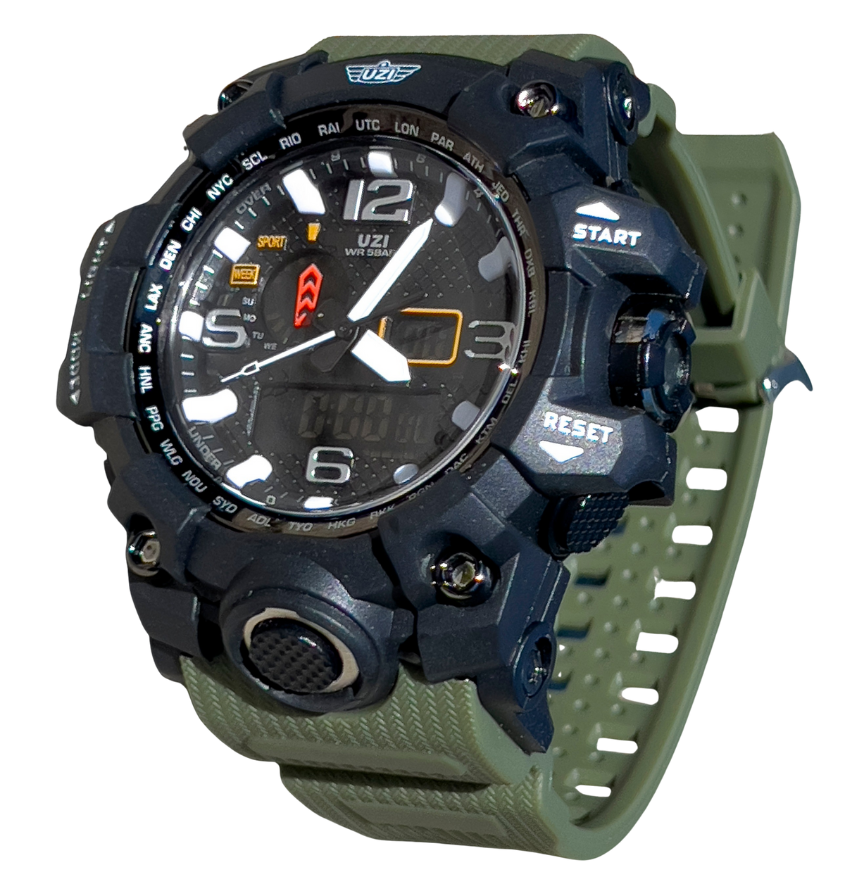 S&W Pepper Spray CAMP UZI Shock Digital Watch OD Green