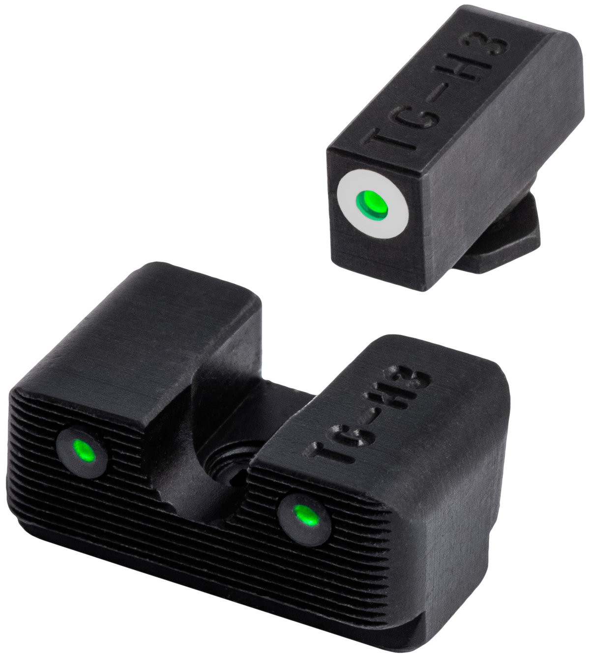 TruGlo Tritium Pro Glock Low Set Night Sight - White Outline Front / Green Tritium Rear - Black Nitride