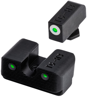 TruGlo Tritium Pro Glock Low Set Night Sight - White Outline Front / Green Tritium Rear - Black Nitride