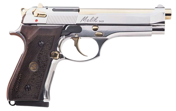 Derya Firearms Melik 9mm Luger 4.90" 17+1 DA/SA Semi-Auto Pistol - Gold TiN Barrel, Black Aluminum Frame