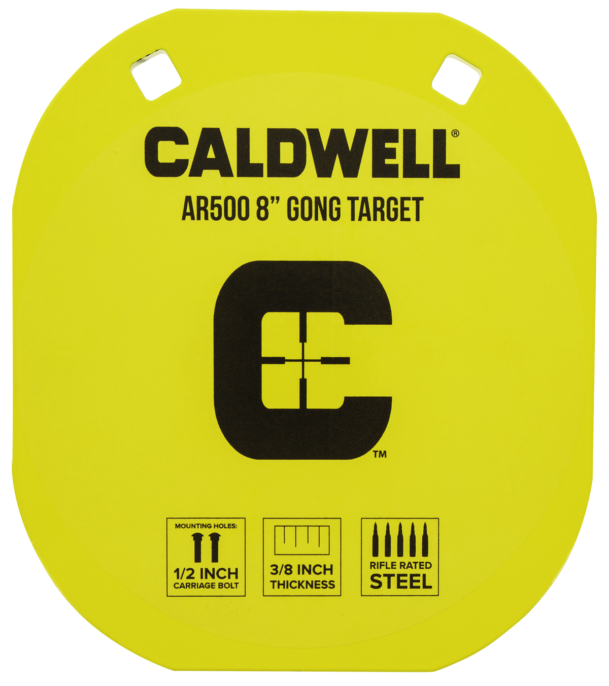 Caldwell Gong 8" AR500 Steel 0.38" Thick Yellow Hanging Target