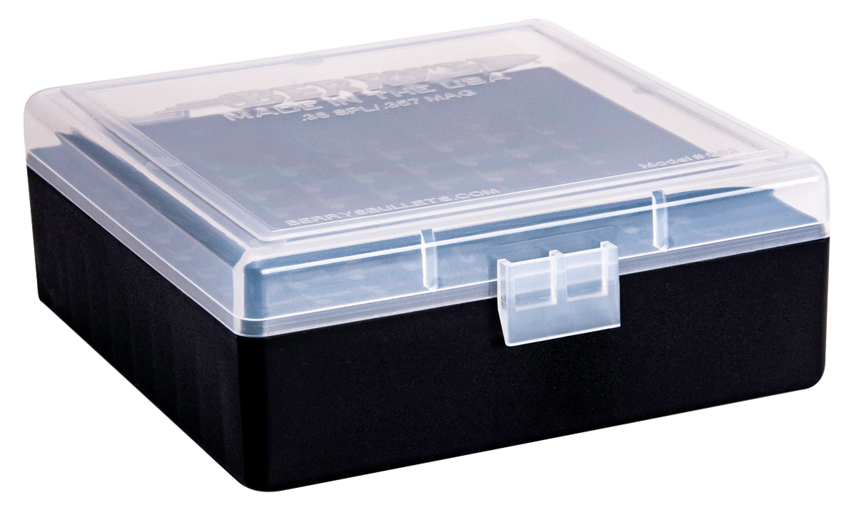 Berry's 15382 003 Ammo Box 38 Special, 357 Mag 100rd Clear Lid w/Black Bottom
