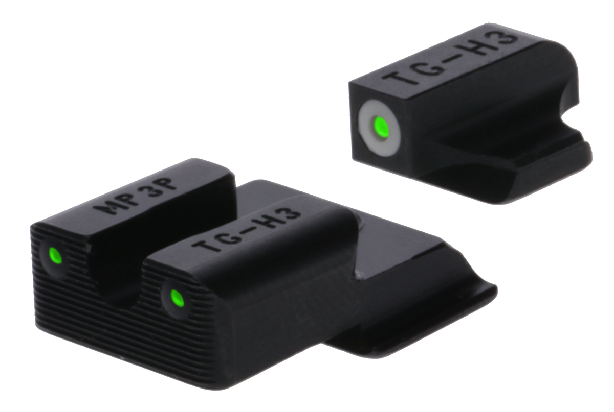 TruGlo Tritium Pro S&W M&P 9 Shield EZ Night Sight Set - Green Tritium White Outline - Black Nitride