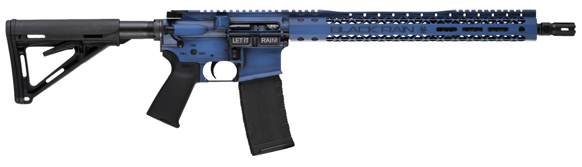 Black Rain Spec 15+ We The People 5.56x45mm NATO 16" 30+1 Semi-Auto AR-15 Rifle - Blue Battleworn Deep Engraving