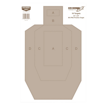Birchwood Casey EZE-Scorer IPSC Silhouette Hanging Paper Target 12 x 18 Tan 10 Pack