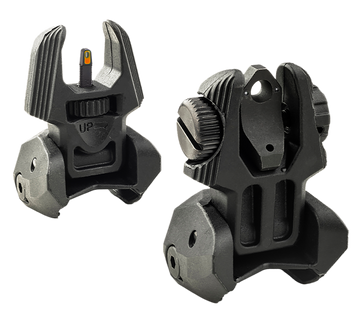 Meprolight USA FRBS AR-15 Flip-Up Backup Sight Set 2-Dot Orange/Green Tritium - Black