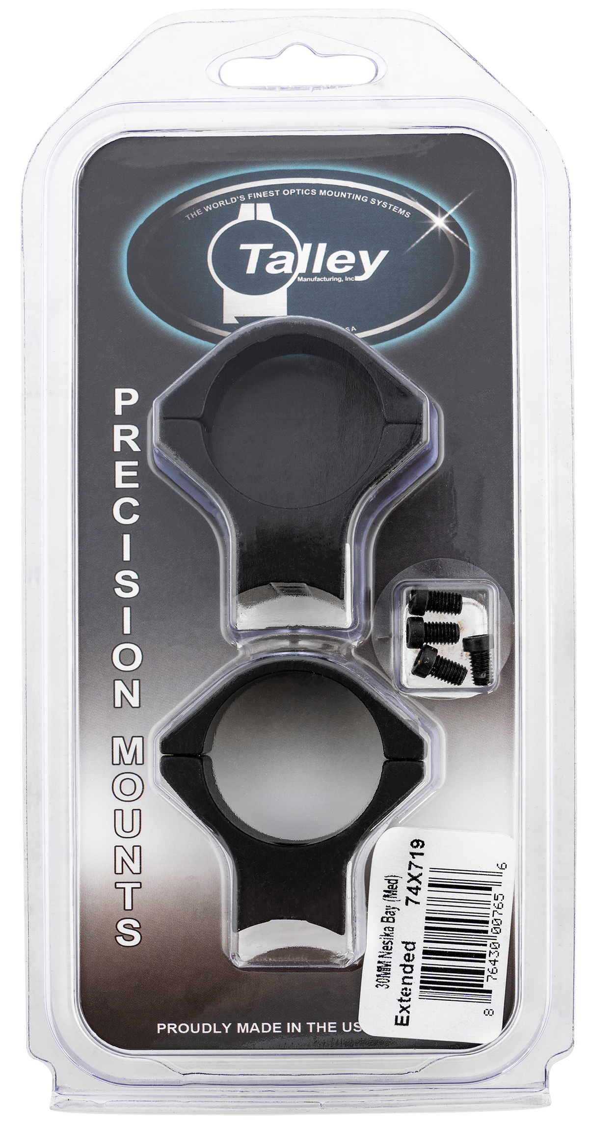 Talley 74X719 Scope Mount/Ring Combo 30mm Tube Savage Round Receiver Medium Extended 0 MOA - Black Anodized