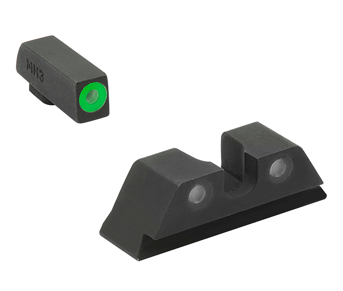 Meprolight Hyper-Bright Green Tritium Sight Set - Black Steel Frame - Compatible w/Glock 17/17L/19/22/23