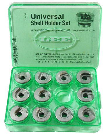 Lee Precision 90197 Universal Shell Holder Set - 11-Piece Green Storage Box