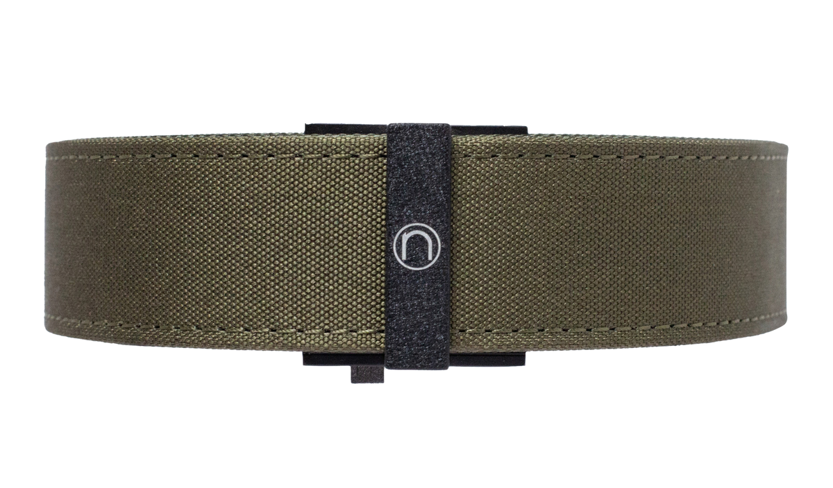 Team Nexbelt Operating Thin Bar Supreme Appendix EDC 1.5" OD Green Nylon Belt - Push Button Closure