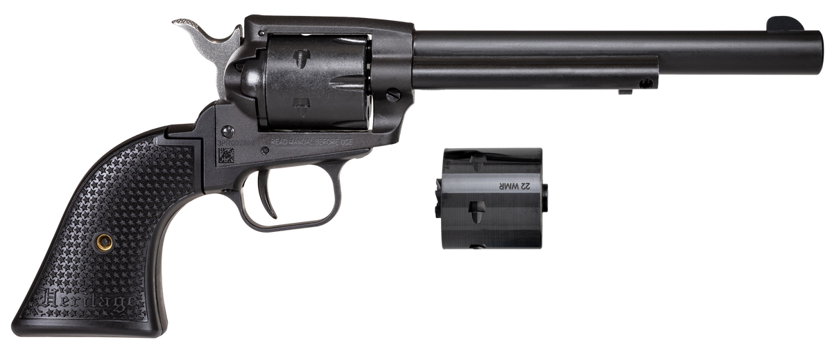 Heritage Mfg Rough Rider 22 LR/22 WMR 6.5" 6-Shot SAO Revolver - Black Satin