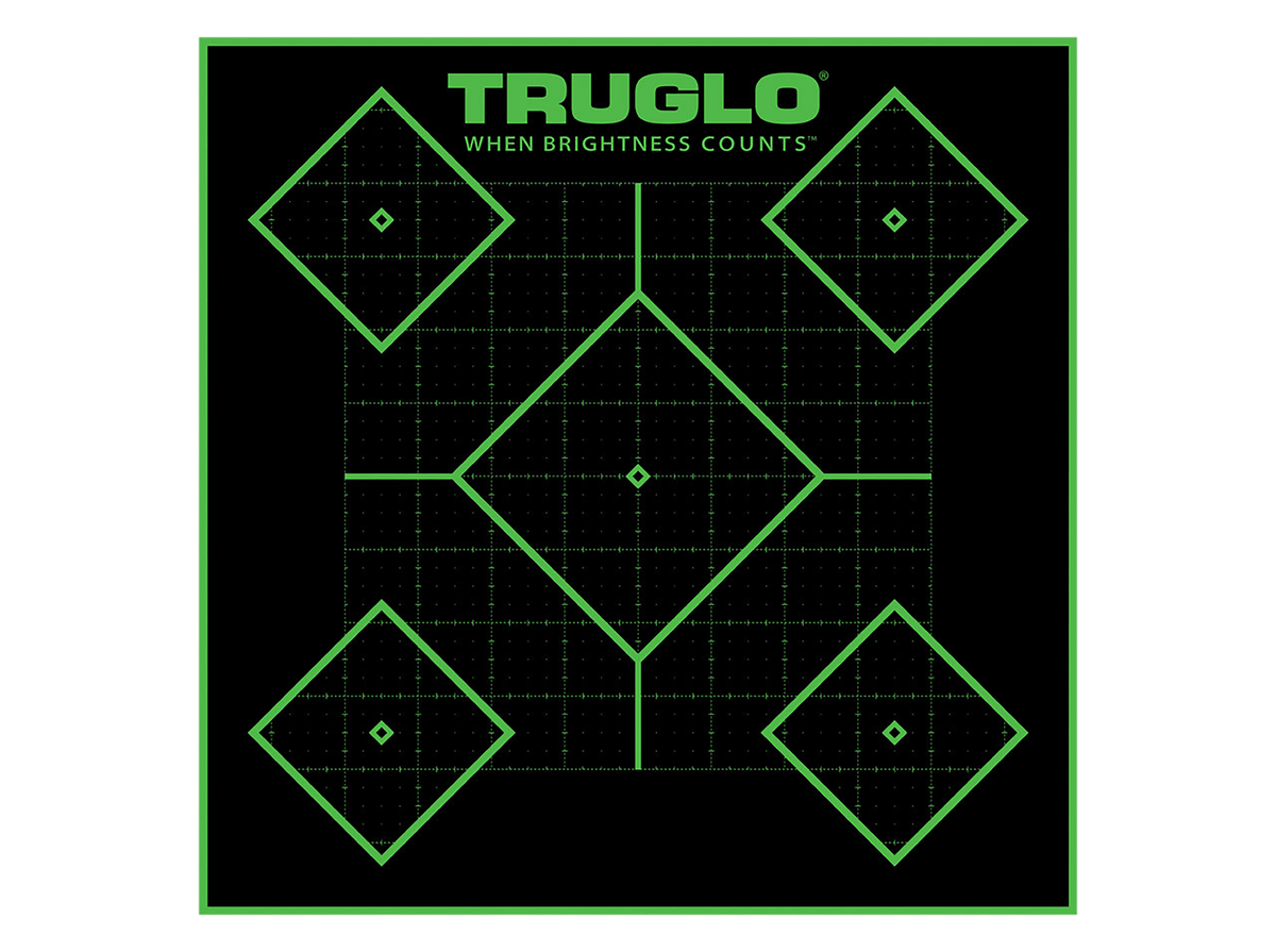 TruGlo Tru-See 5-Diamond 12"x12" Self-Adhesive Paper Target 25 Pack - Black/Green