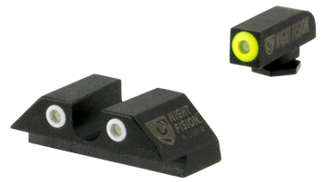 Night Fision Tritium Night Sights For Glock 17/17L/19/22 - Green Tritium Yellow Outline Front / Green Tritium White Outline Rear