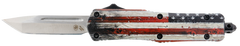 Templar Knife SWUS232 Gen II Wood US Flag Small 2.69" OTF Tanto Plain Powder Coated 440C 4.31" Painted Wood Grain US Flag Aluminum Handle Glass Breaker
