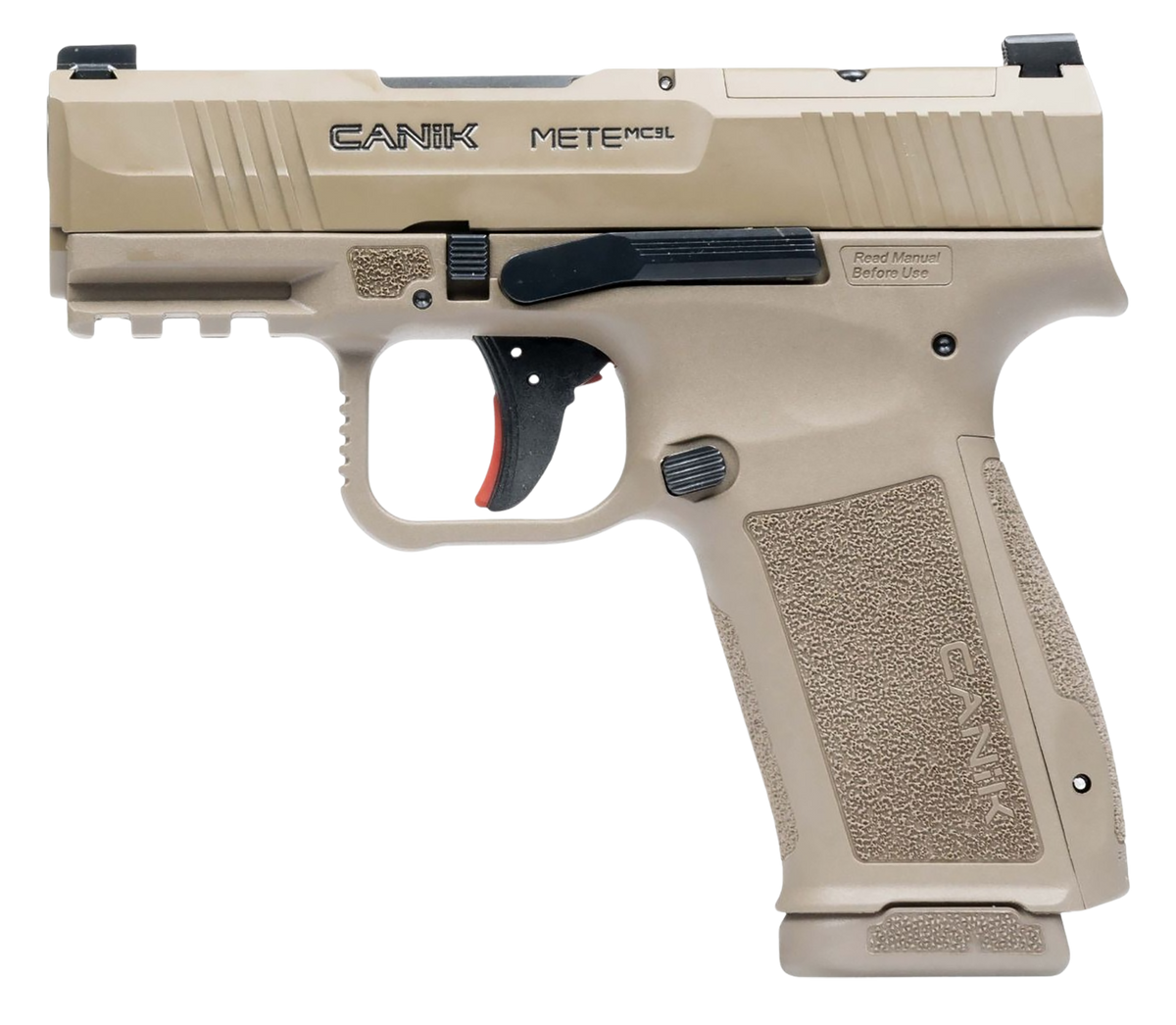 Canik Mete MC9L *CA Compliant 9mm Luger 3.18" 10+1 Semi-Auto Pistol - Desert Cerakote Slide / FDE Frame