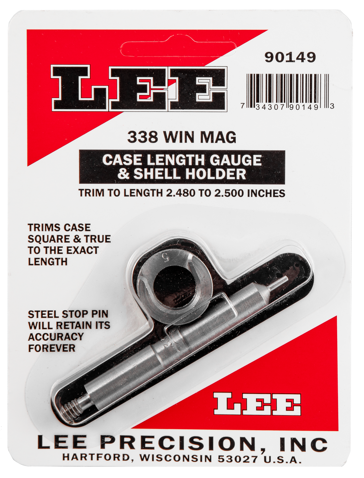 Lee 90149 Case Length Gauge 338 Win Mag w/ Shell Holder