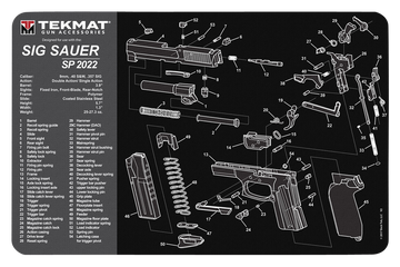 TekMat Sig Sauer SP2022 Cleaning Mat Black/Gray Rubber 11"x17" Parts Diagram