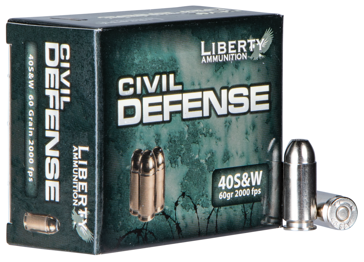 Liberty Ammunition Civil Defense 40 S&W 60gr Lead Free Fragmenting Hollow Point - Box or Case