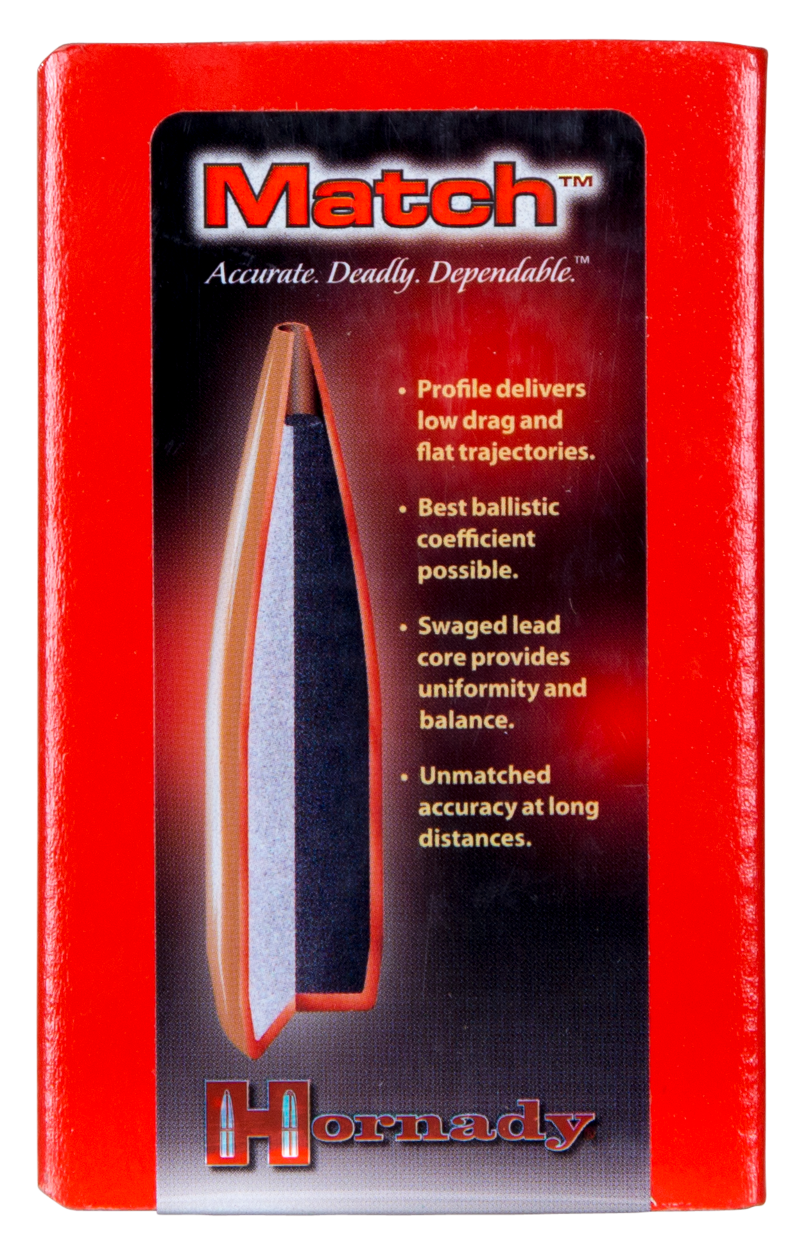Hornady Match 30 Cal .308 155 gr Hollow Point Boat Tail Reloading Bullets - 100/Box