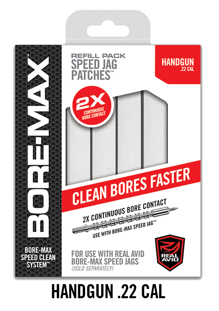 Real Avid Bore-Max Speed Jag Patches Refill 4" Small 22 Cal Handgun 250ct Synthetic