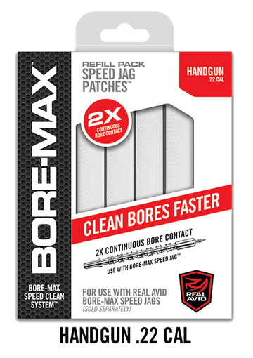 Real Avid Bore-Max Speed Jag Patches Refill 4" Small 22 Cal Handgun 250ct Synthetic