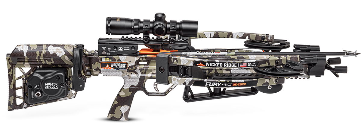 TenPoint Wicked Ridge Fury 410 De-Cock 29" 200 lb 410 FPS Crossbow w/ RangeMaster 100 Scope