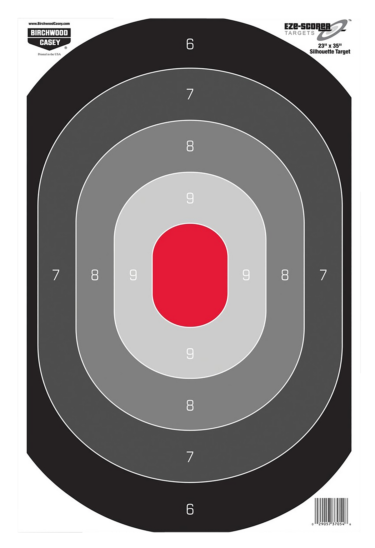 Birchwood Casey EZE-Scorer 23" x 35" Silhouette Oval Hanging Paper Target Black/Gray/Red - 5 Pack
