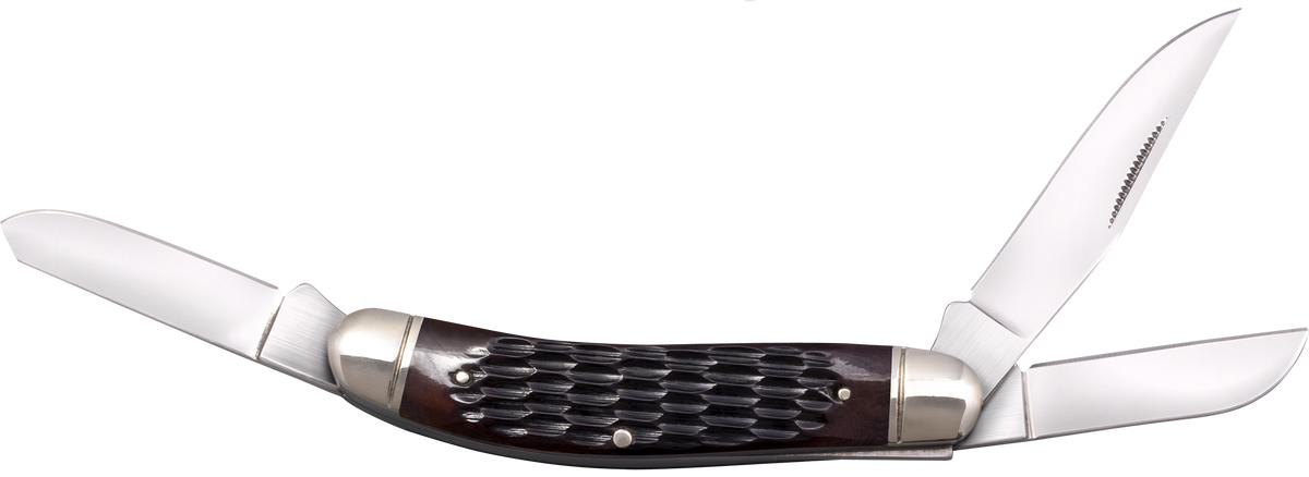 Cold Steel Gentleman's Stockman 2"/2.10"/2.50" Folding 3-Blade Clip/Sheepsfoot/Spey Plain 8Cr13MoV Brown Jigged Bone