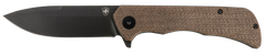 Templar Knife Paladin 3.27" Folding Drop Point Plain D2 Black Powder Coated Blade Brown Micarta Handle