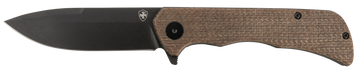 Templar Knife Paladin 3.27" Folding Drop Point Plain D2 Black Powder Coated Blade Brown Micarta Handle