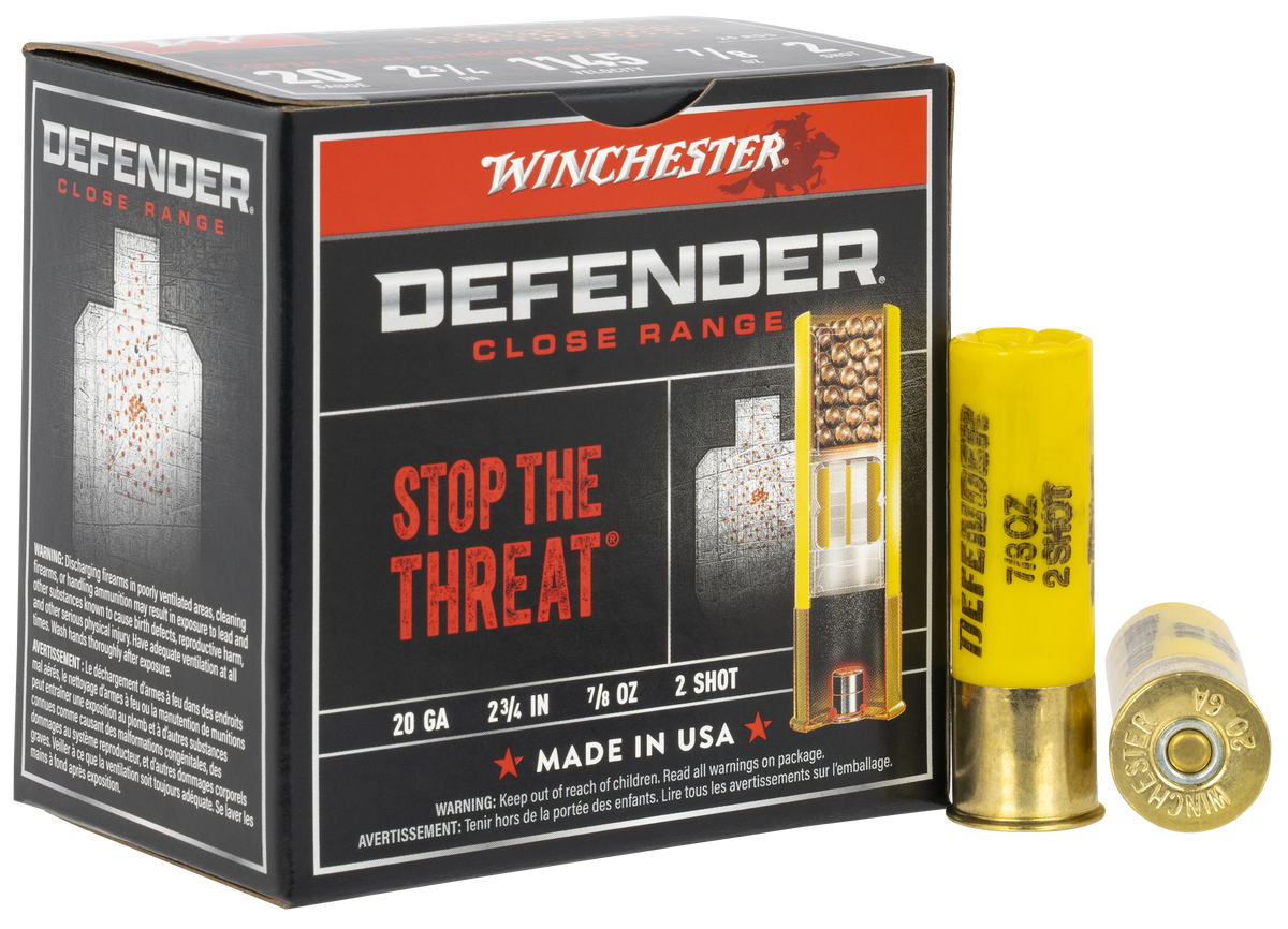 Winchester Ammo Defender 20 Gauge 2.75" 7/8 oz #2 Shot 25 Rd - Box or Case