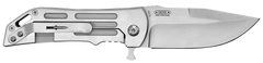 Camillus Dominator II 3" Folding Drop Point Plain Edge 420 Steel Titanium Bonded Knife - Silver Carbon Fiber/SS Handle