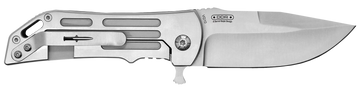 Camillus Dominator II 3" Folding Drop Point Plain Edge 420 Steel Titanium Bonded Knife - Silver Carbon Fiber/SS Handle