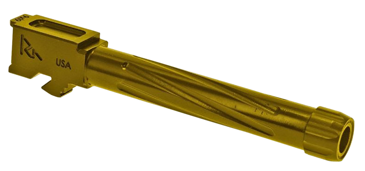 Rival Arms Precision Match Grade 9mm Luger 4.49" Fluted Threaded Gold PVD Drop-In Barrel - Glock 17 Gen5
