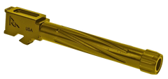 Rival Arms Precision Match Grade 9mm Luger 4.49" Fluted Threaded Gold PVD Drop-In Barrel - Glock 17 Gen5