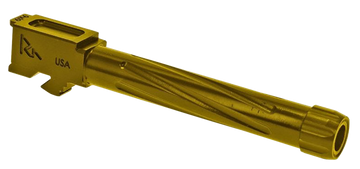 Rival Arms Precision Match Grade 9mm Luger 4.49" Fluted Threaded Gold PVD Drop-In Barrel - Glock 17 Gen5