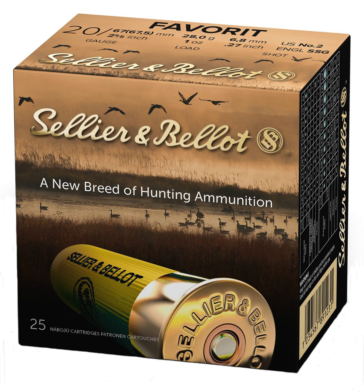Sellier & Bellot SB20BSA Hunting 20 Gauge 2.63" 1 oz #2 Buckshot 25 Rd/Box - Box or Case